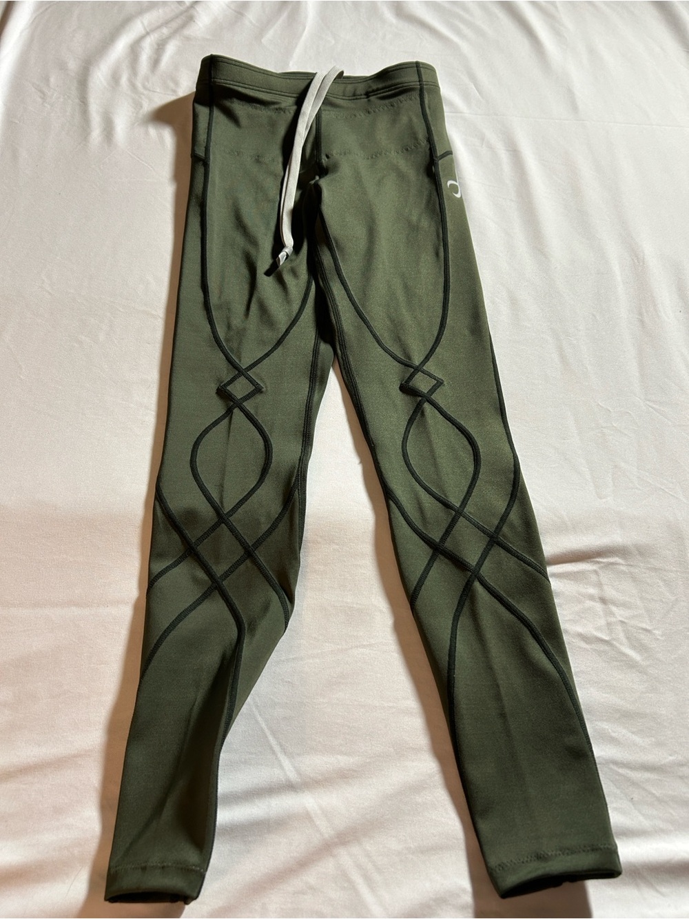 CW-X Compression Capri Leggings Olive Green Size XS - Picture 2 of 8